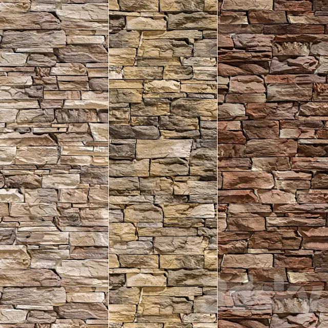 Stone Walls set 4 3D Model