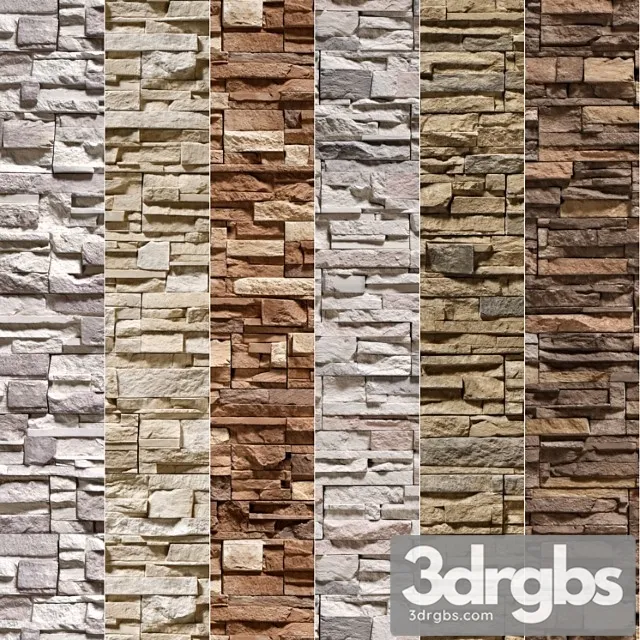 Stone walls set 7 3D Model Free