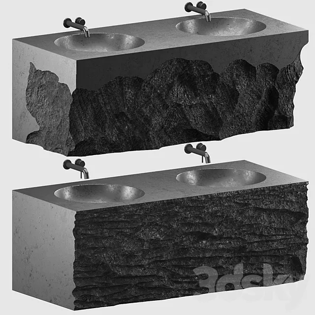 stone wash basin set4 3D Model