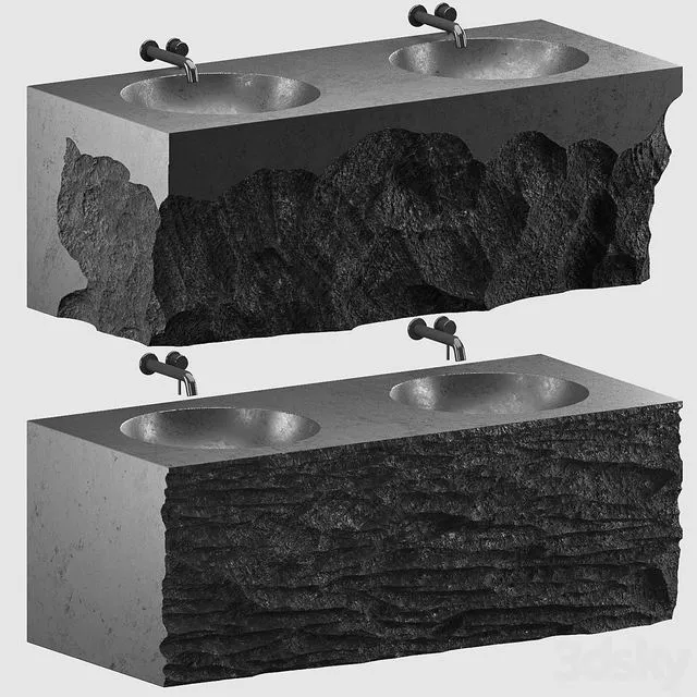 Stone wash basin set4 hi poly 3D Model