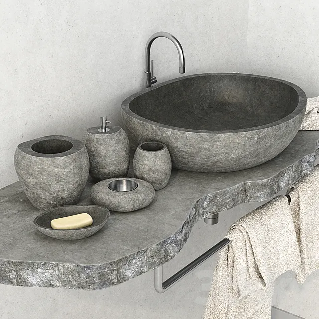 Stone washbasin _ Stone washbasin 3DModel