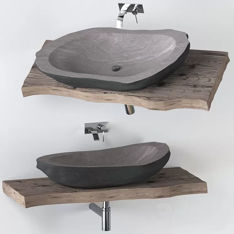 Stone washbasin with slab top