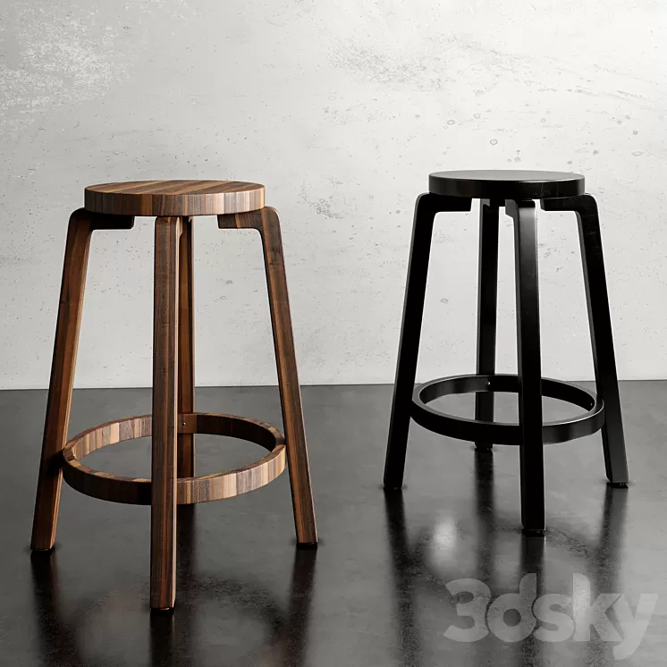 Stool bar Alvar Aalto 3D Model