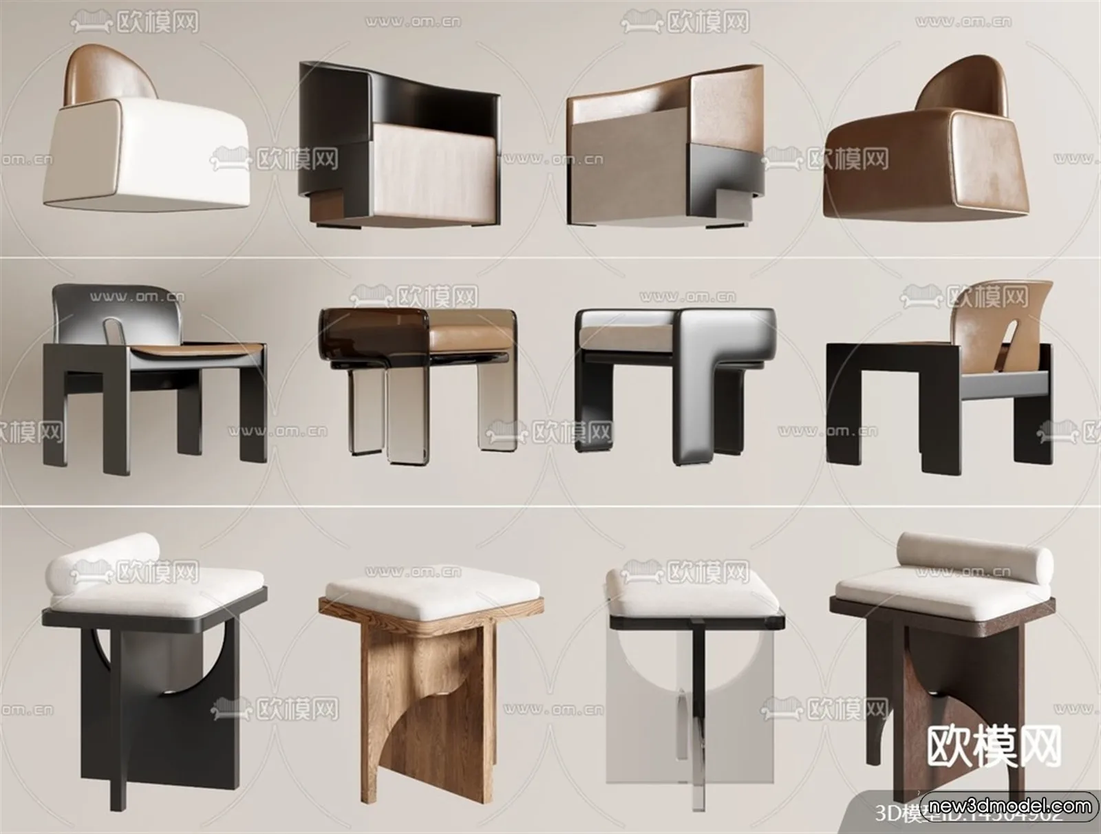 Stool - Bar Chair - 3D Models - 3D Furniture Models for Interior - 055