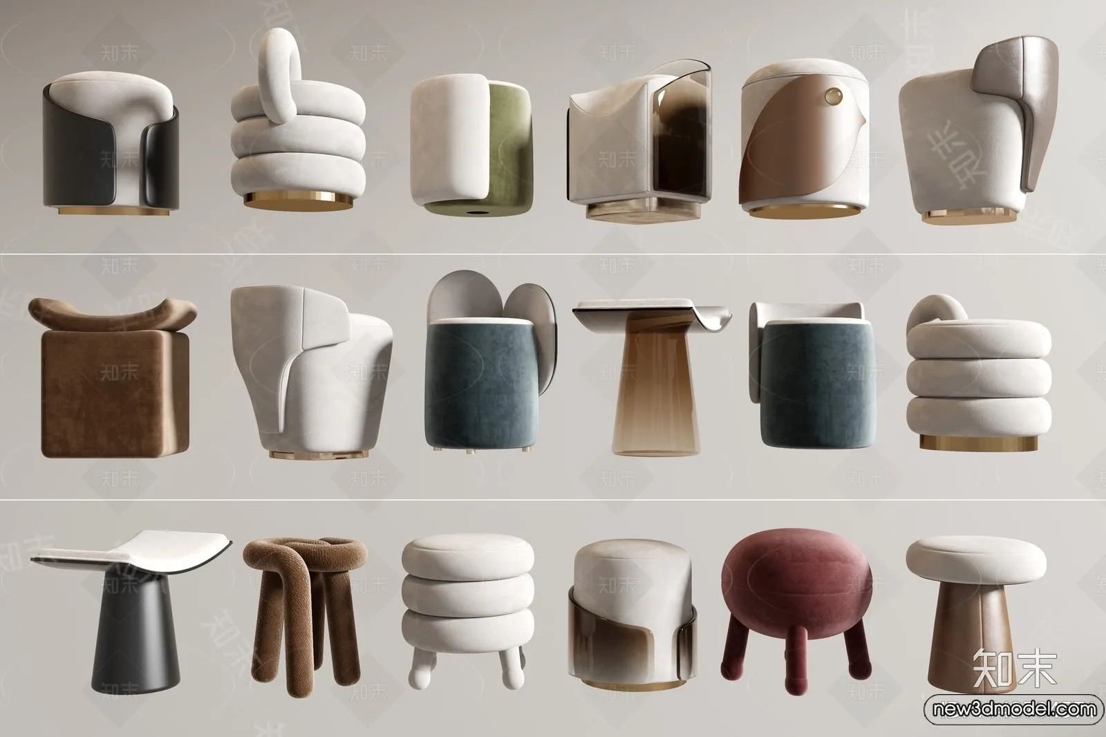 Stool - Bar Chair - 3D Models - 3D Furniture Models for Interior - 086