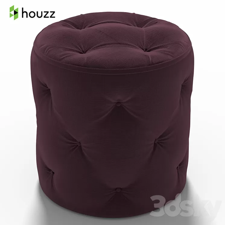 Stool Curves Tufted Round Ottoman Purple 3D Model
