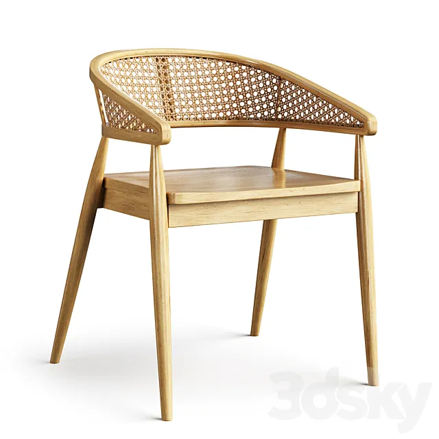 Stool rattan wood 3D Model
