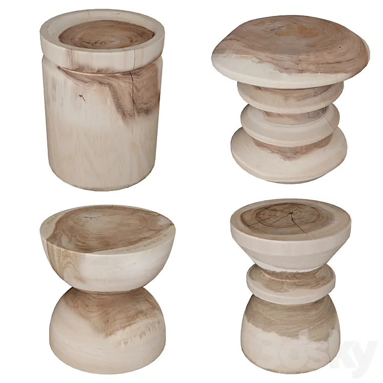 Stools Natural Uniqwa 3D Model Free