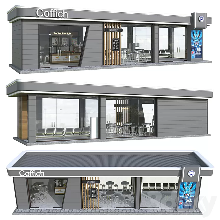 Stop with a cafeteria 3D Model