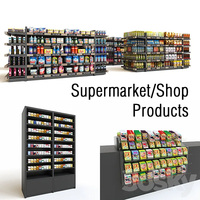 Store Shop Supermarket Products Rack 3DModel