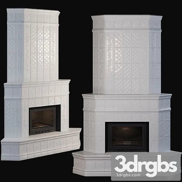 Stove - corner fireplace with tiles Free Download
