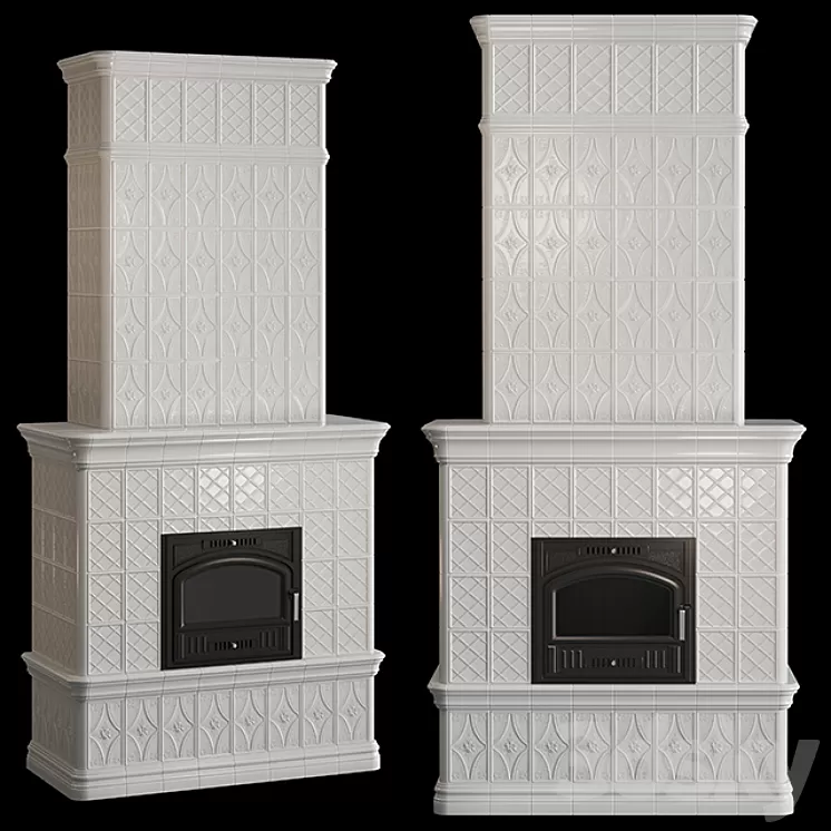 Stove - fireplace with tiles 3D Model