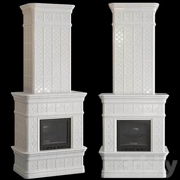 Stove - fireplace with tiles 3D Model