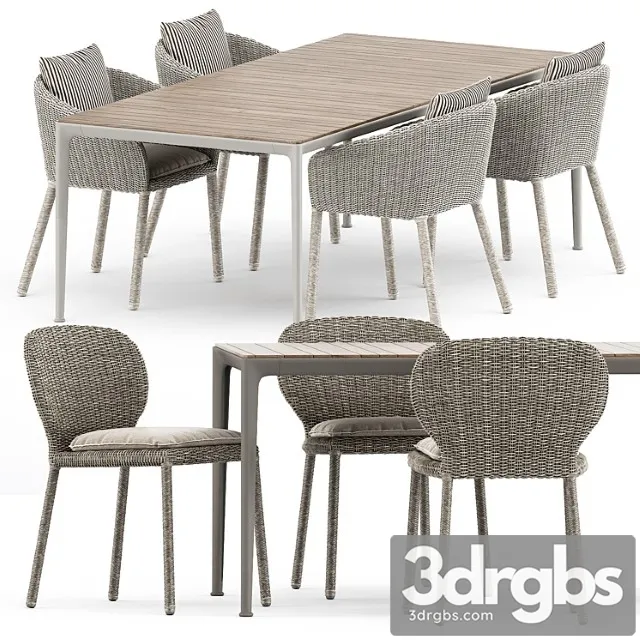 Strada Armchair and Side Chair by Janus et Cie and Mirto Outdoor Table by Bebitalia 3D Model Free