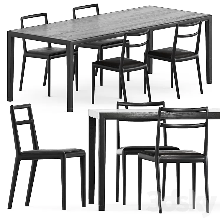 Straight back chair and Zhang table by Timeandstyle 3D Model Free