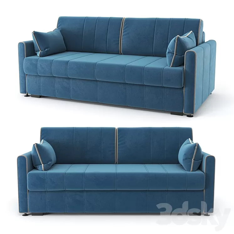 Straight blue Rimmini sofa bed velor