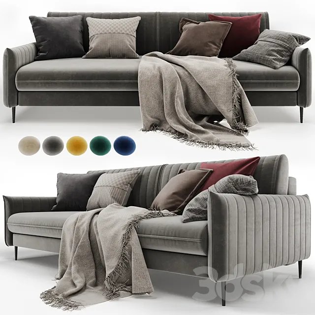 Straight sofa Swout Velvet Beige _ Mustard _ Gray Barhat Blue _ Emerland from Divanru 3D Model
