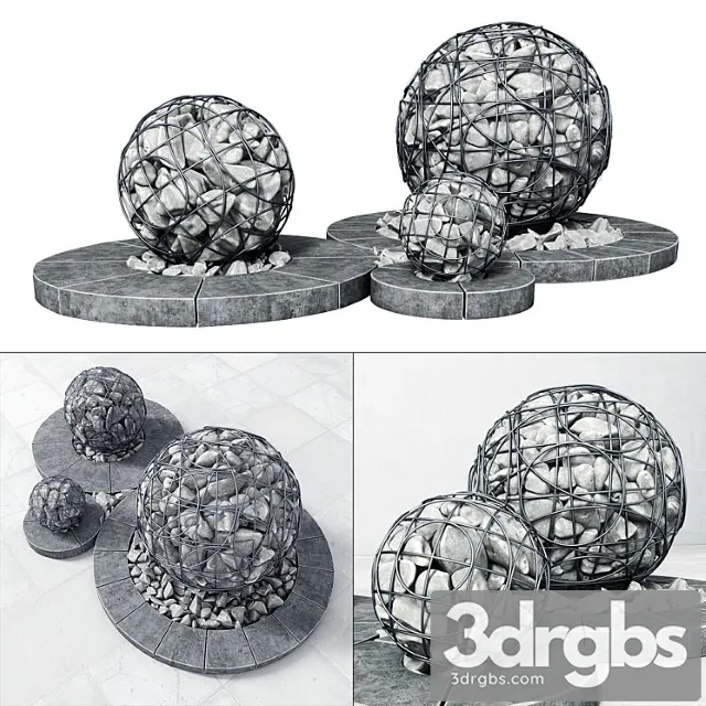 Street Decor with Gabions 3D Model Free