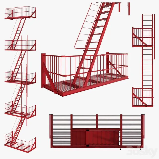 Street fire escape 3D Model