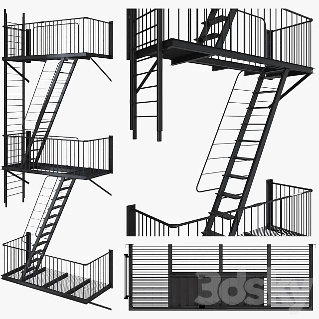 Street fire escape_2 3D Model