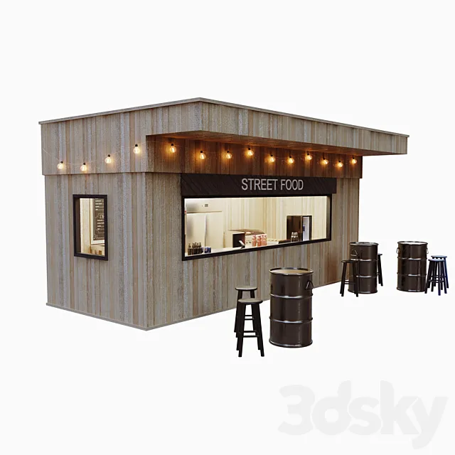 Street food cafe (kiosk) 3D Model