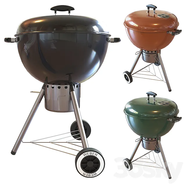 Street grill barbecue Weber One - Touch Gold Charcoal Grill 3DModel