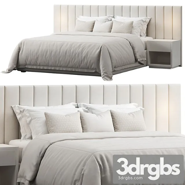 Striped Panel Headboard Bed 3D Model Free