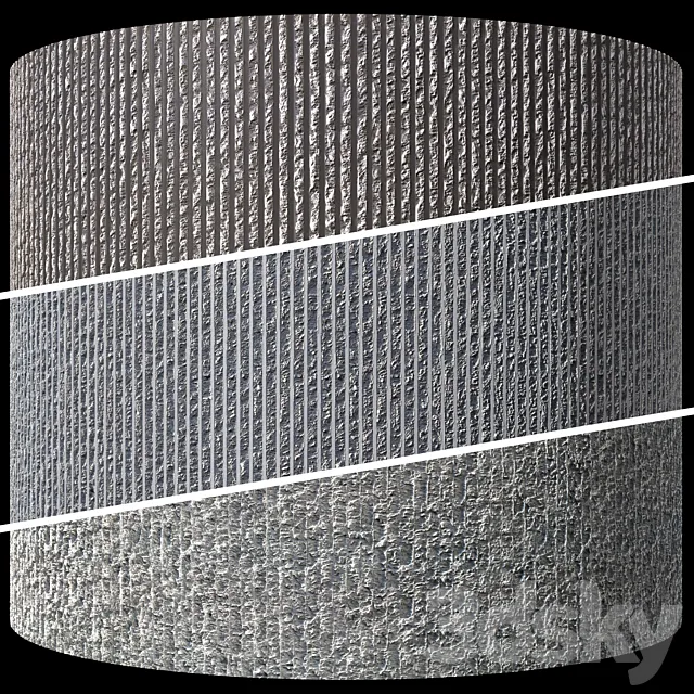 Striped ribbed decorative concrete facing plaster Reckli 3D Model