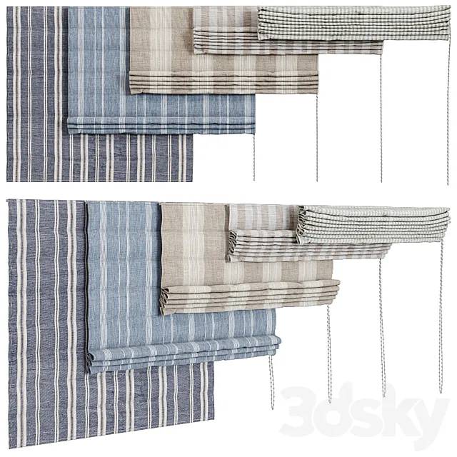 Striped Roman Blind 3D Model
