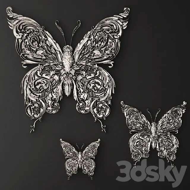 Stucco butterfly decor. 3D Model