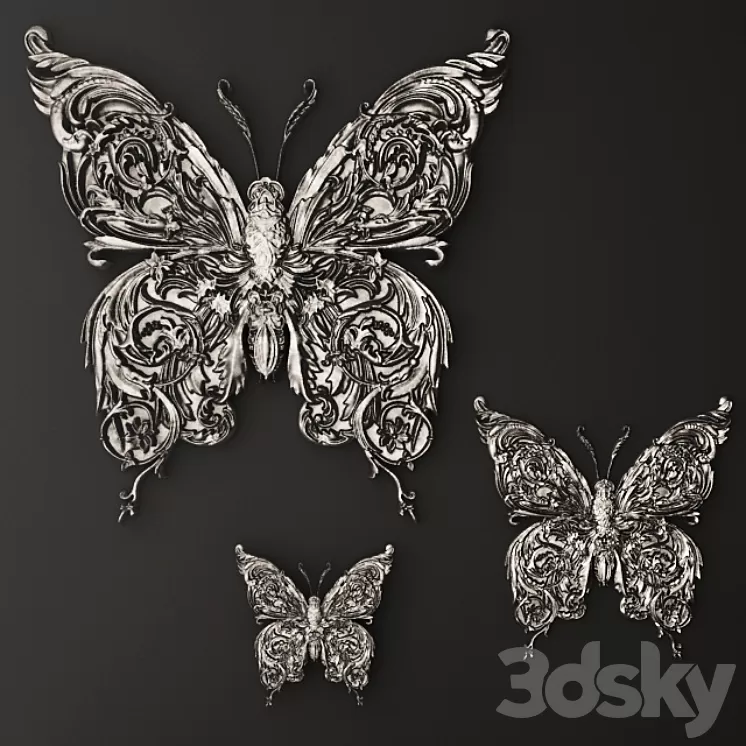 Stucco butterfly decor. 3D Model