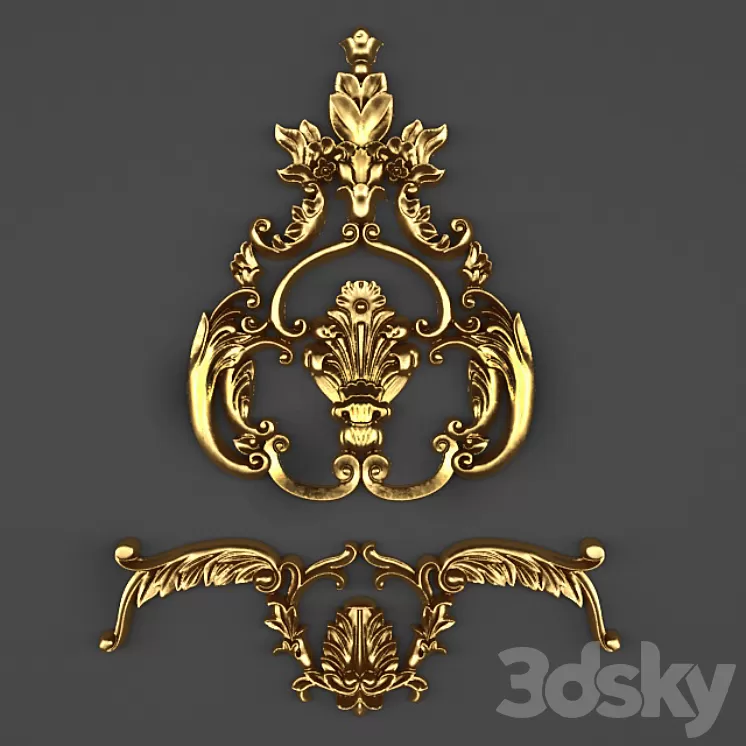 Stucco cartouche crown. 3D Model