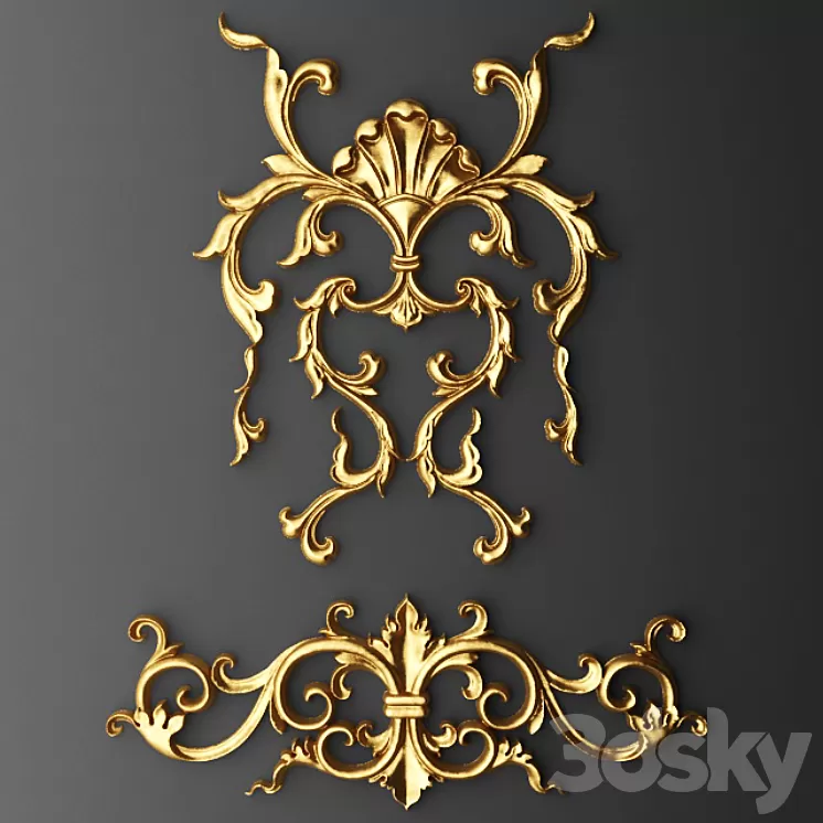 Stucco cartouche crown. 3D Model Free