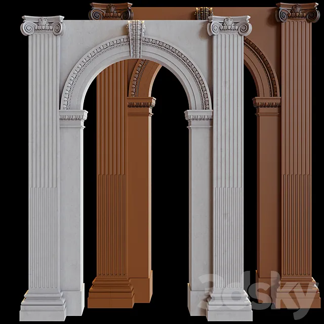 Stucco column arch 3D Model