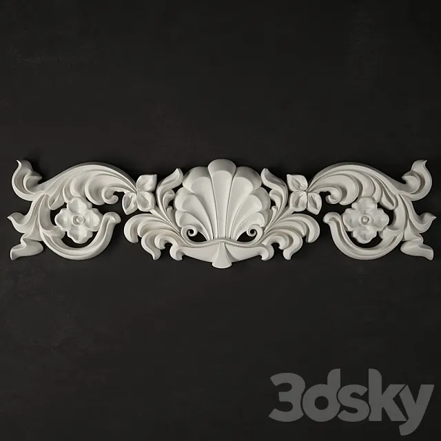 Stucco molding made of flowers and leaves 3DModel