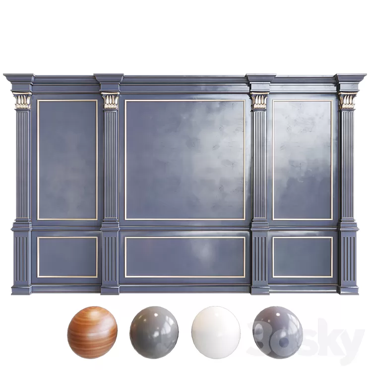 Stucco wall panel with decorative 3D Model