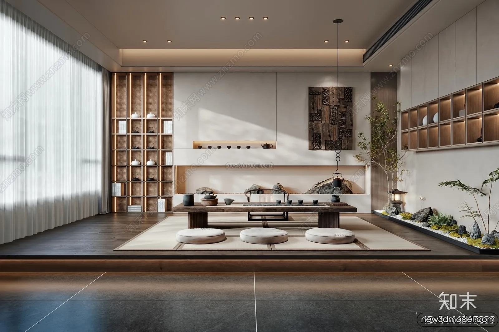 Study And Work Space 3D Interior Scene Model - Wabi Sabi Style - 002