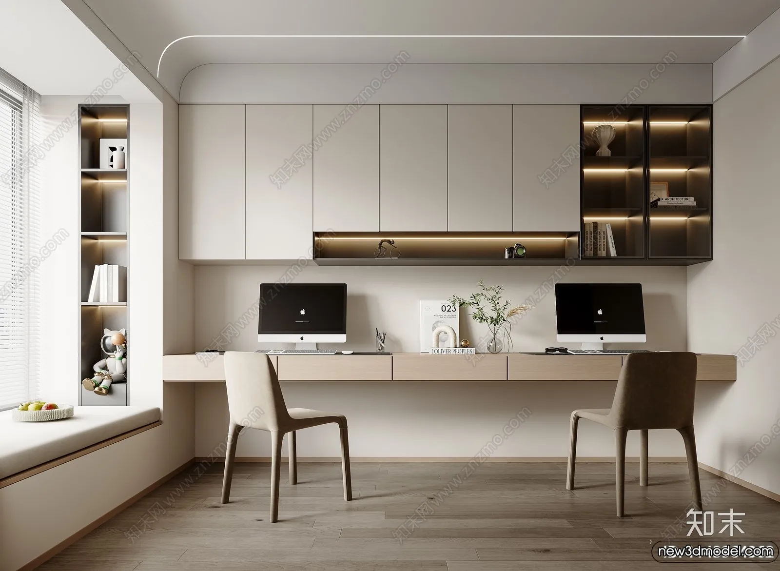 Study and Work Space - 3D Models - 3D Interior Scene - 004