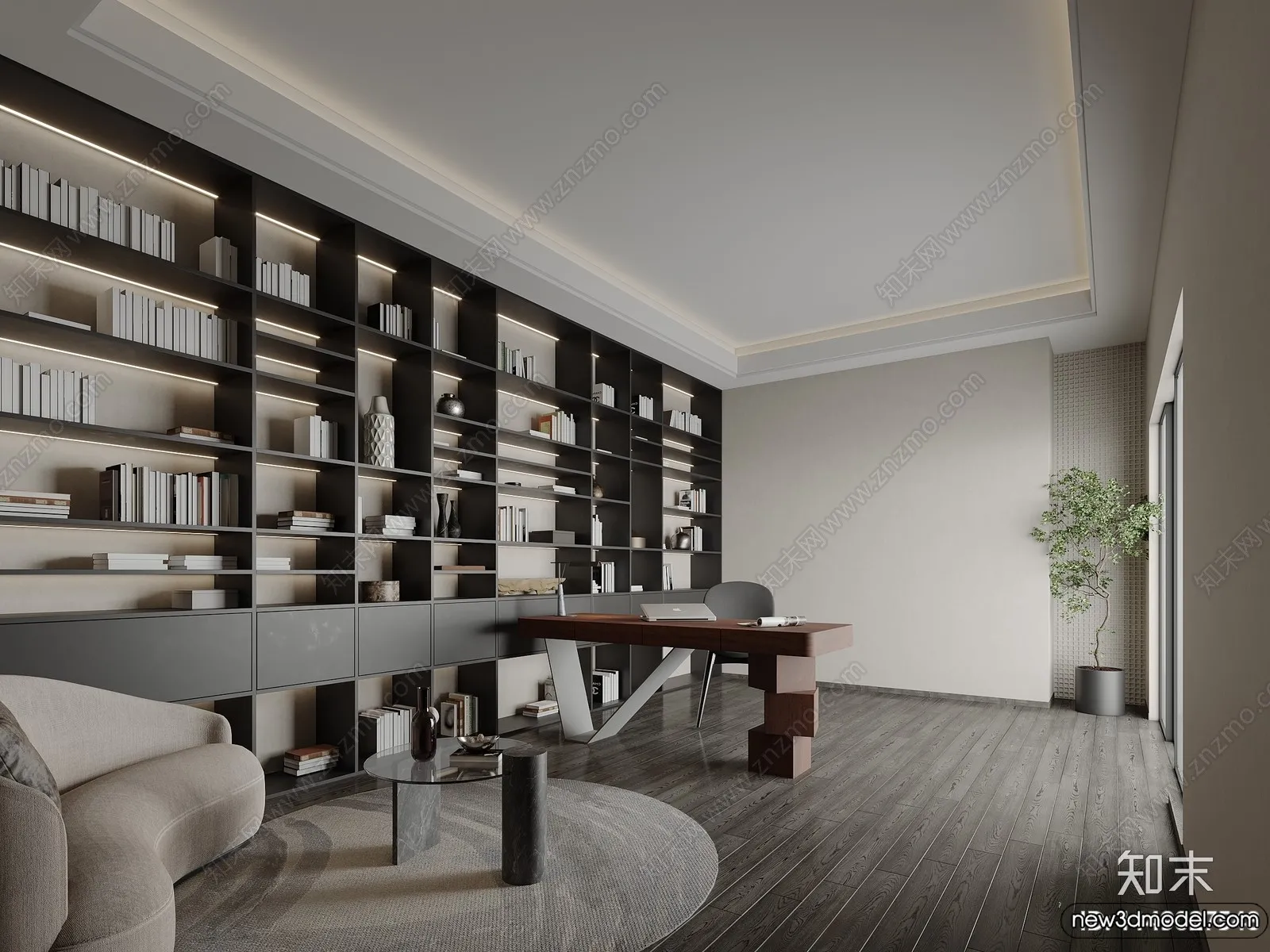 Study and Work Space - 3D Models - 3D Interior Scene - 009