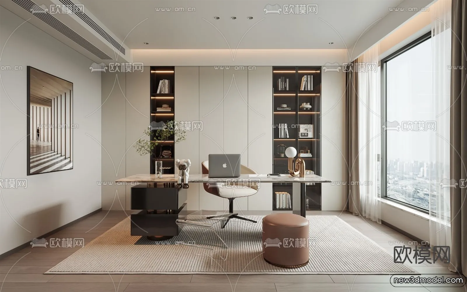 Study and Work Space - 3D Models - 3D Interior Scene - 021