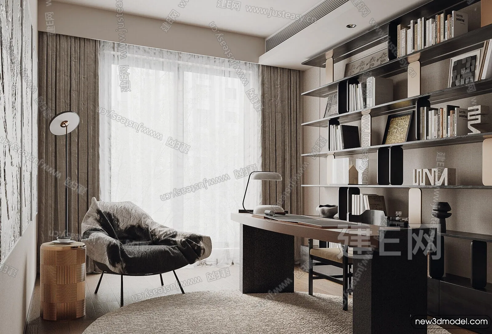 Study and Work Space - 3D Models - 3D Interior Scene - 022