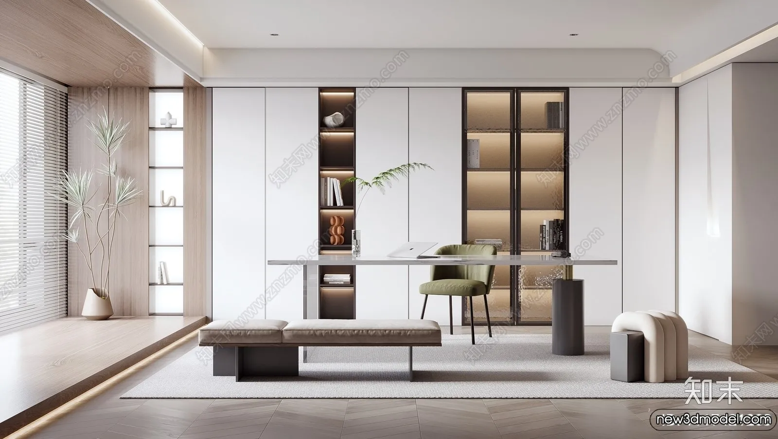 Study and Work Space - 3D Models - 3D Interior Scene - 024