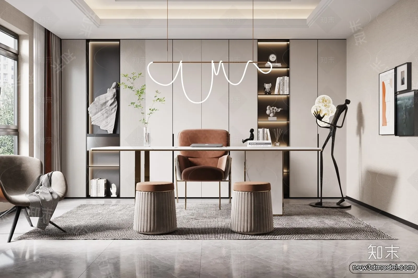 Study and Work Space - 3D Models - 3D Interior Scene - 036