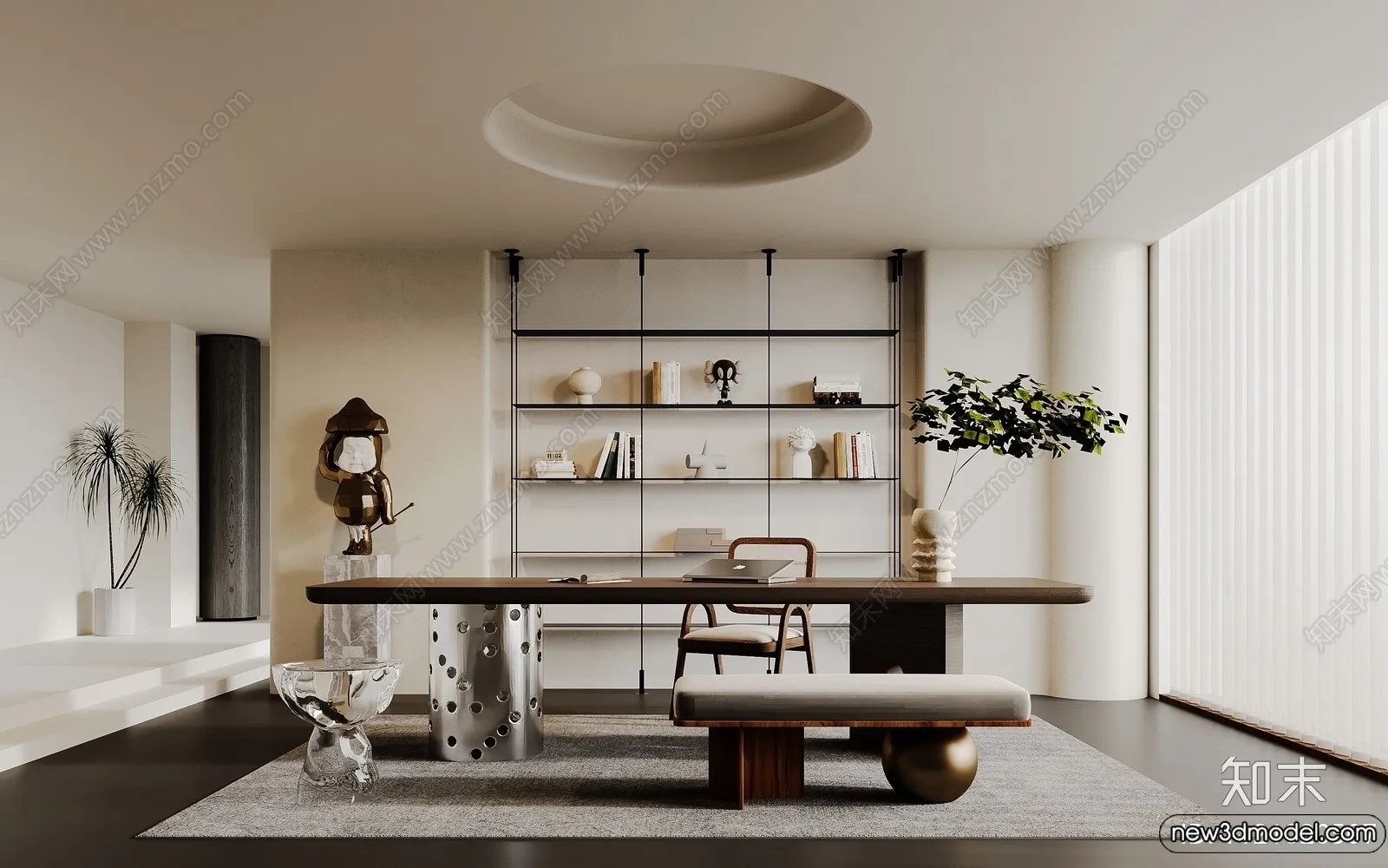 Study and Work Space - 3D Models - 3D Interior Scene - 037