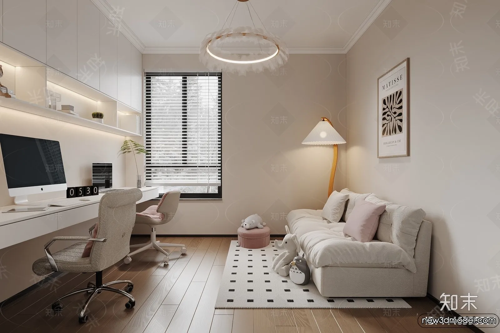 Study and Work Space - 3D Models - 3D Interior Scene - 042