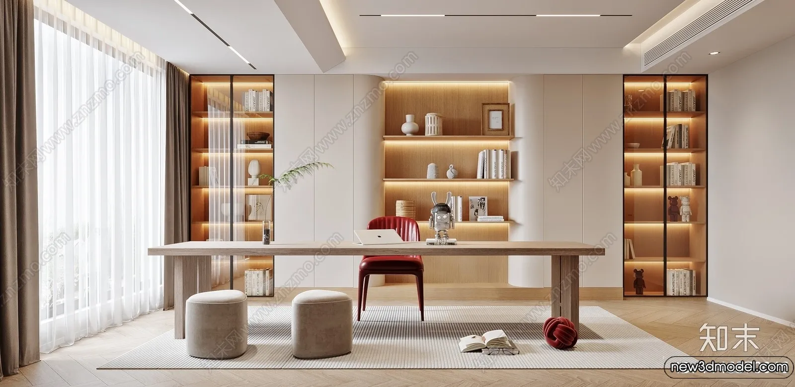 Study and Work Space - 3D Models - 3D Interior Scene - 043