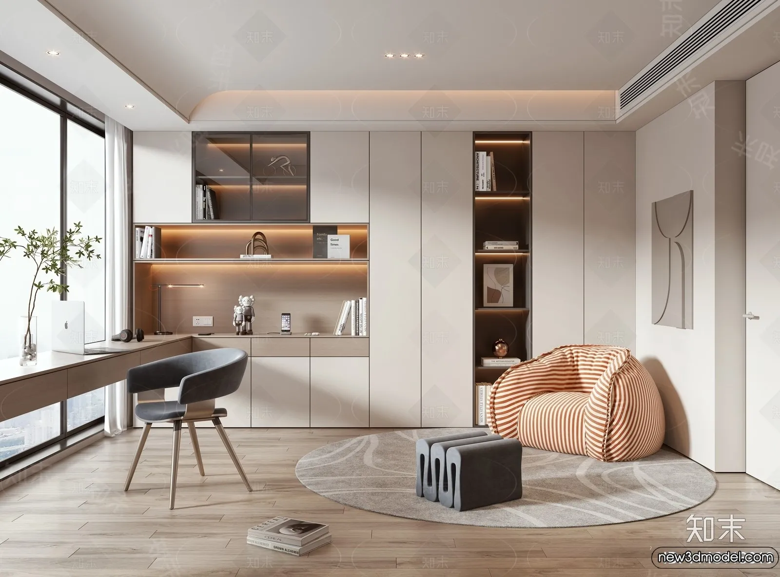 Study and Work Space - 3D Models - 3D Interior Scene - 044