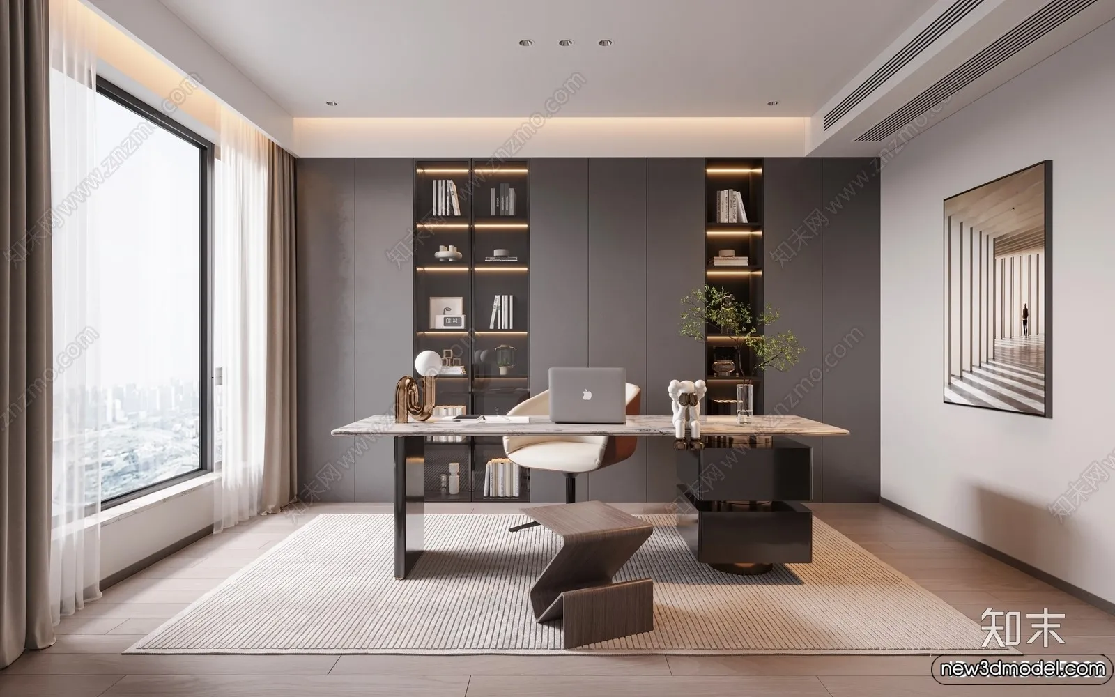 Study and Work Space - 3D Models - 3D Interior Scene - 047