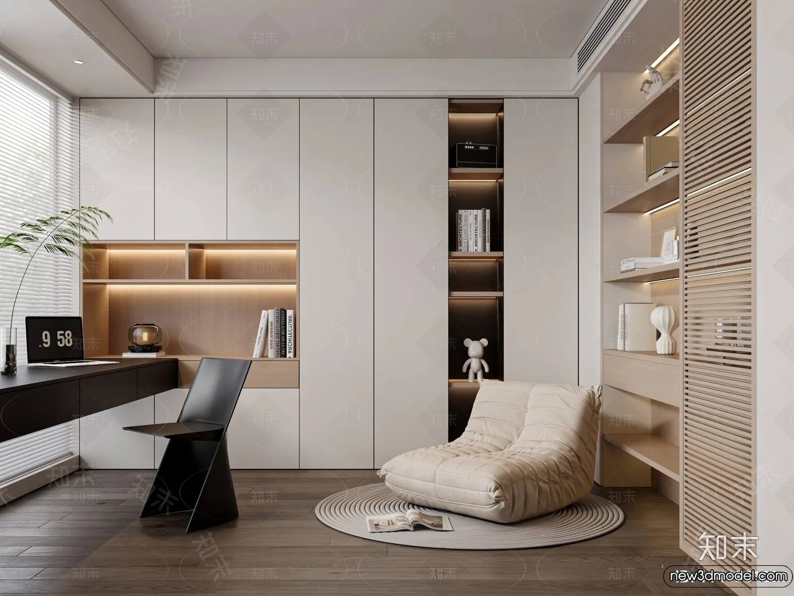 Study and Work Space - 3D Models - 3D Interior Scene - 048