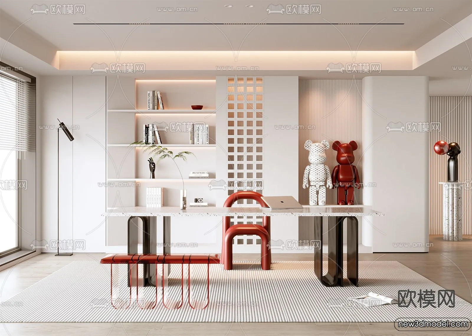 Study and Work Space - 3D Models - 3D Interior Scene - 053